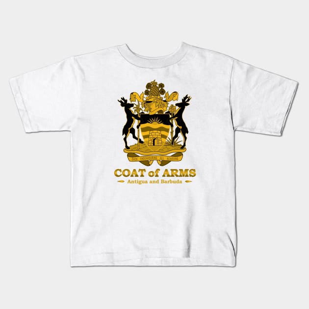 Antigua and Barbuda Coat of Arms Gold Kids T-Shirt by IslandConcepts